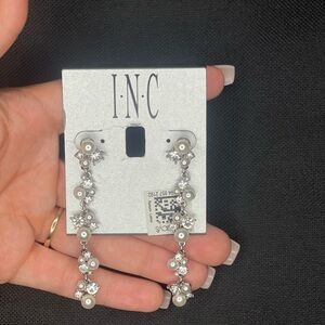 INC International Concepts Silver and White Dangle Earrings